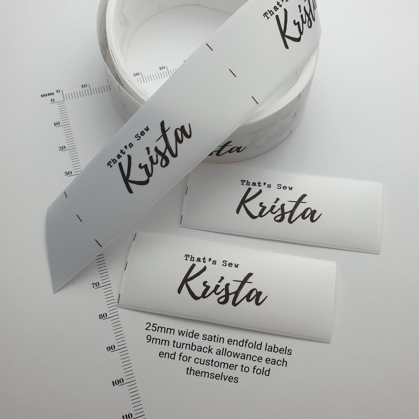 #15WS - WHITE SATIN ENDFOLD LABELS
