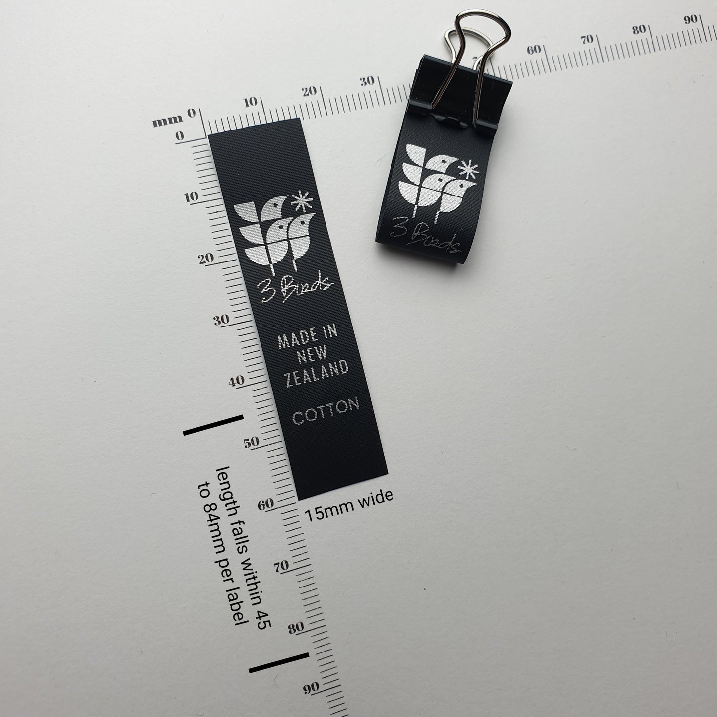 #01BPT - BLACK NON FRAY TAPE LABELS WITH LOGO &/OR INFO