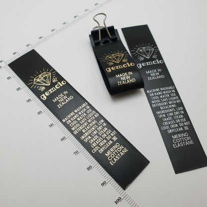 #02BS - BLACK SATIN LABELS WITH LOGO &/OR INFO